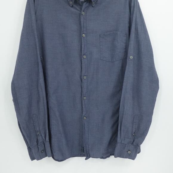 John Varvatos Shirt Mens XXL Blue Long Sleeve Roll Tab Pocket Lightweight Preppy - Picture 8 of 12